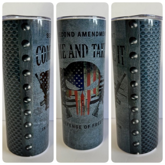 Patriotic Tumbler with American Flag Design 20oz Skinny - Picture 1 of 4